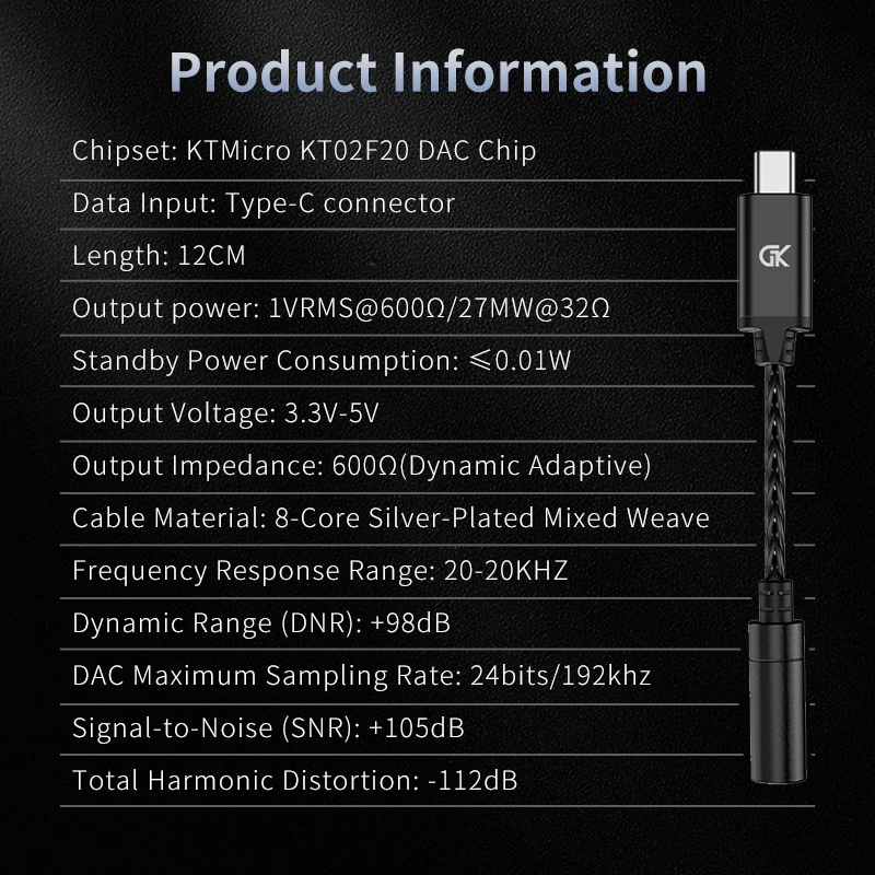 GK X1 Earphone Adapter Type-C  - Usb C Earphone reseña y precio