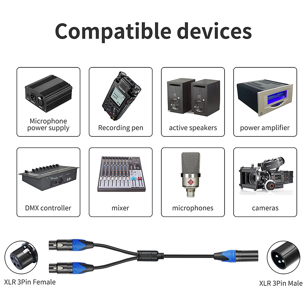 50cm 1 XLR Female To 2 XLR Mal - Audio Splitter Y reseña y precio