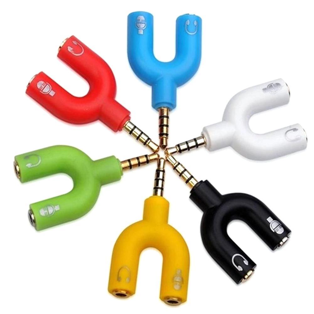 1PC Dual 3.5MM U Type Adapter  - Earphone Splitter Jack reseña y precio