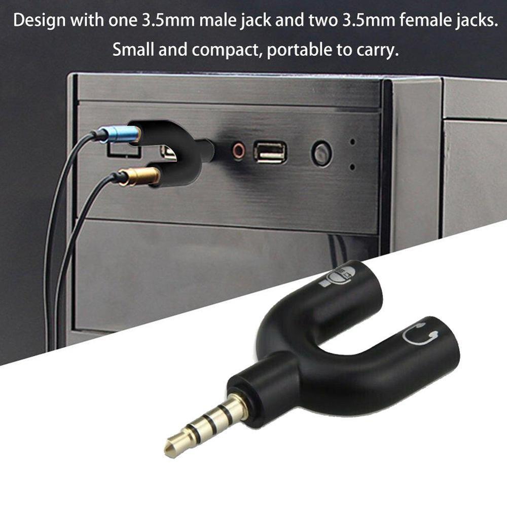 1PC Dual 3.5MM U Type Adapter  - Earphone Splitter Jack reseña y precio